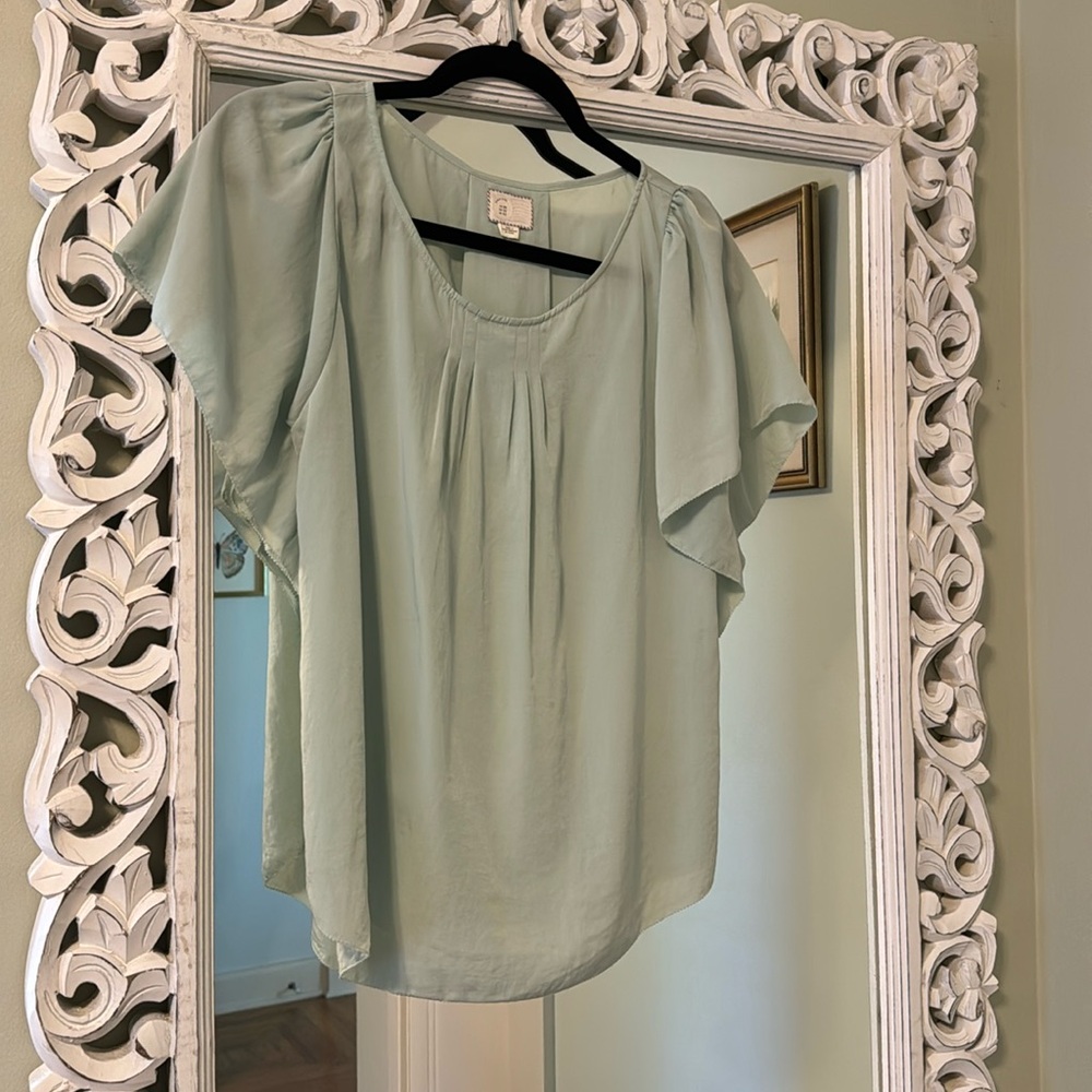 Anthropologie mint flowy blouse